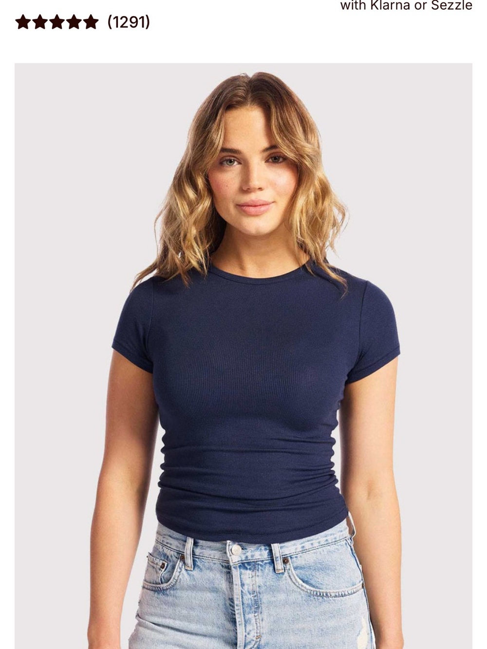 nuuds Slinky Rib Short-Sleeve Tee in Navy